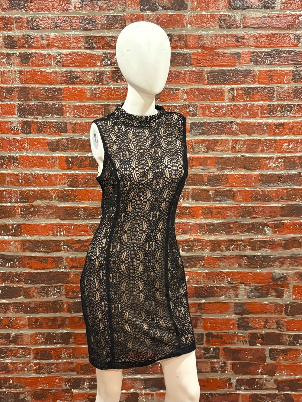 Forever 21 Black Lace Mini Dress with Nude Lining